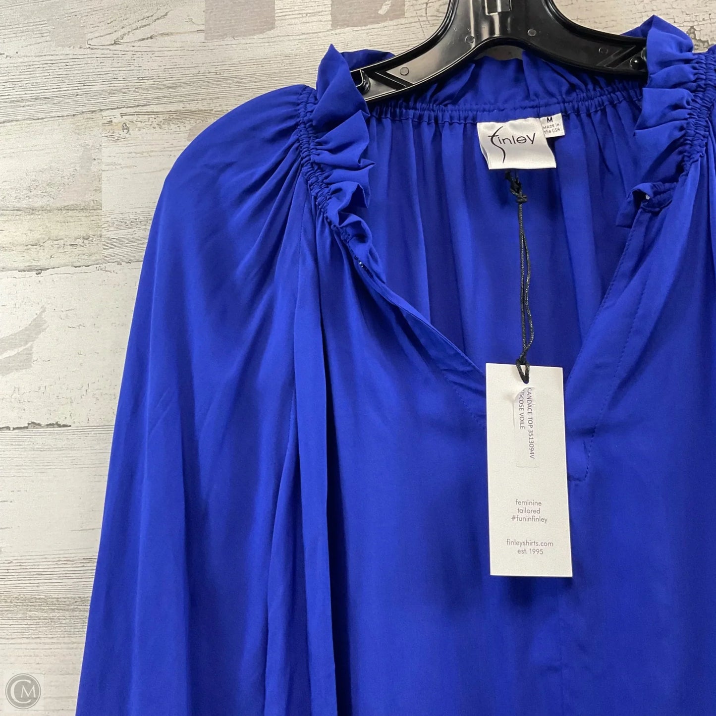 Blouse Long Sleeve By FINLEY In Blue, Size: M