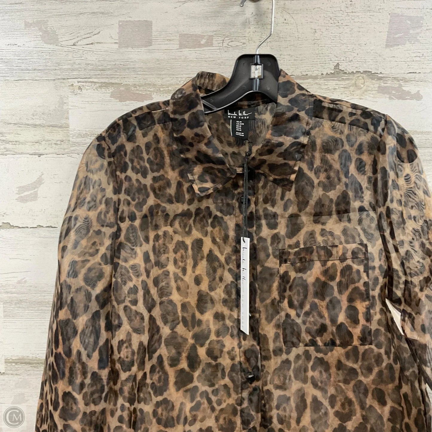 Blouse Long Sleeve By Nicole Miller In Animal Print, Size: M