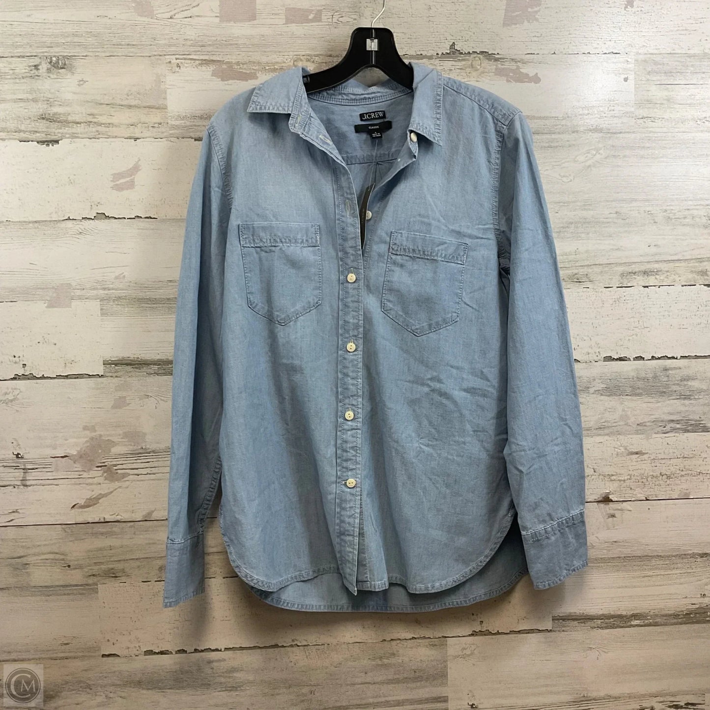 Blouse Long Sleeve By J. Crew In Blue Denim, Size: S