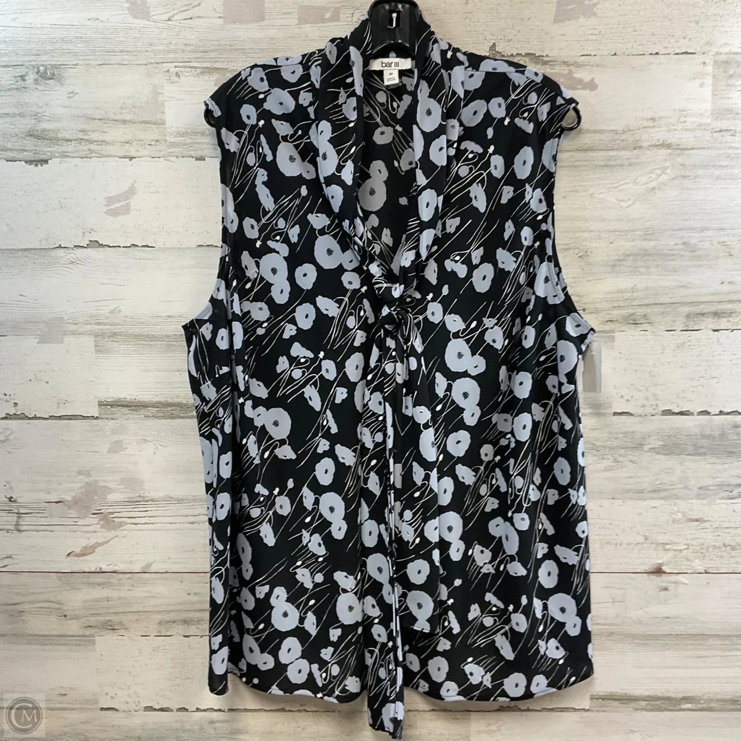 Blouse Sleeveless By Bar Iii In Black & Blue, Size: 3x