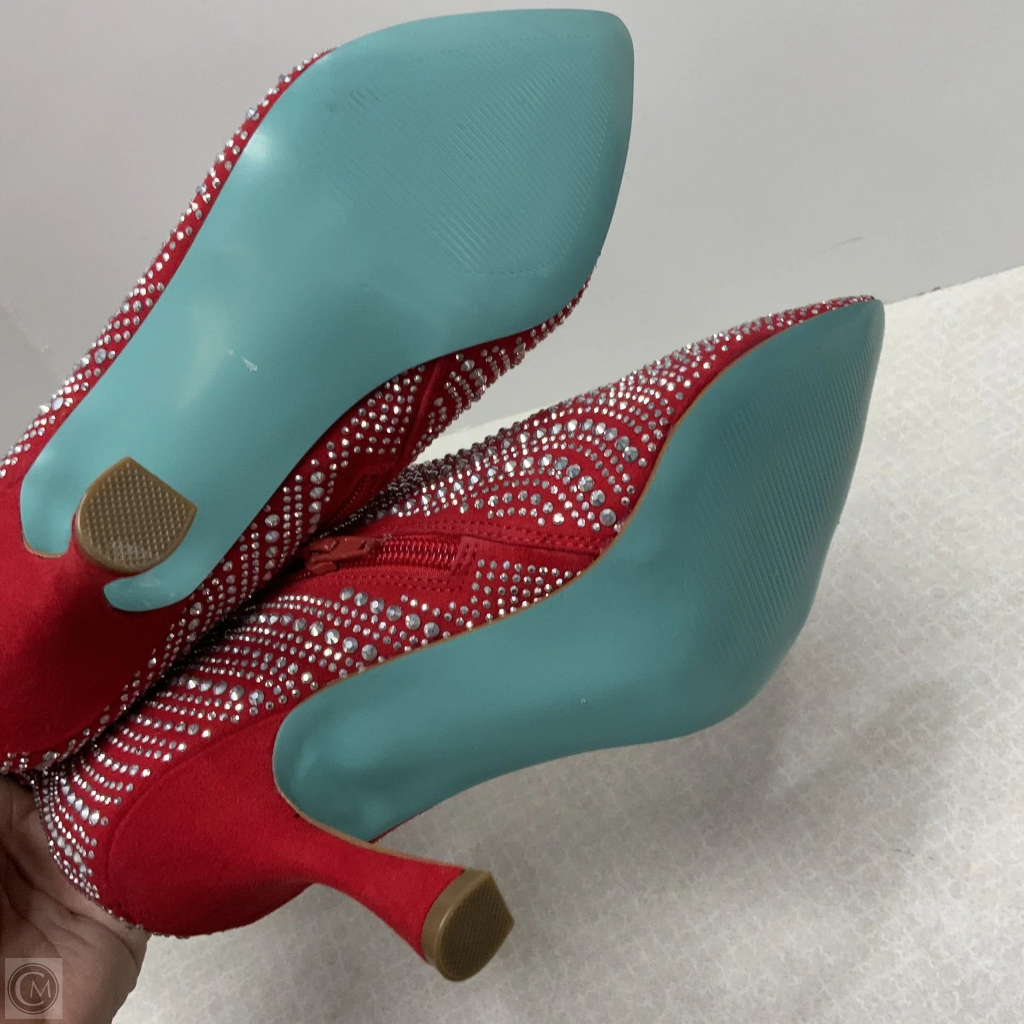 Boots Ankle Heels By Betsey Johnson In Red, Size: 7.5