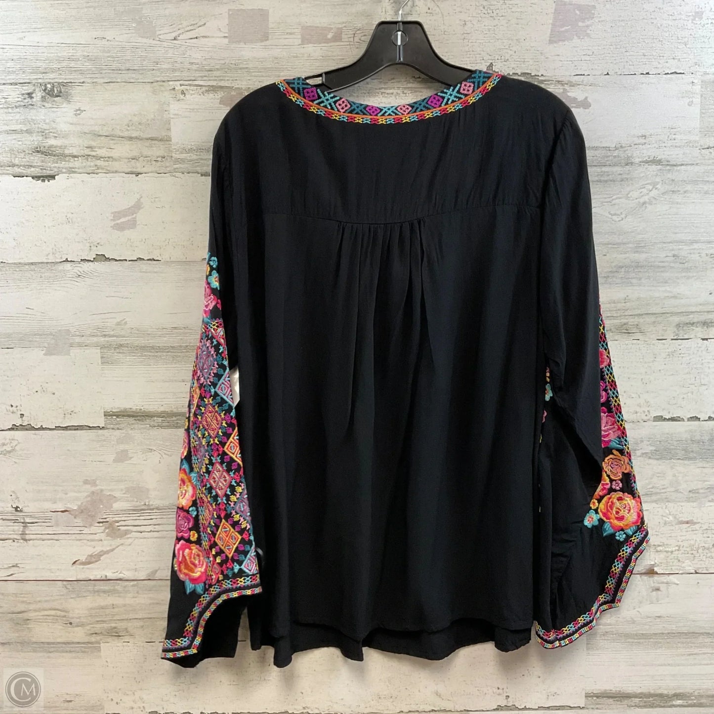 Blouse Long Sleeve By Savanna Jane In Black, Size: 1x
