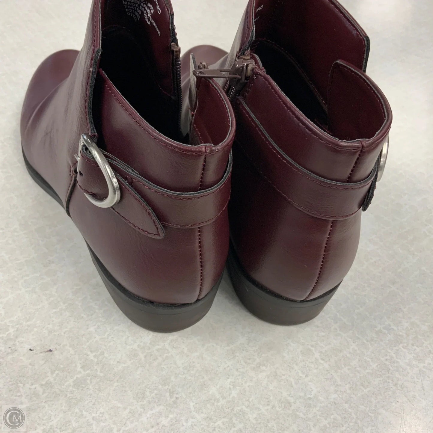 Boots Ankle Flats By St Johns Bay In Maroon, Size: 7.5