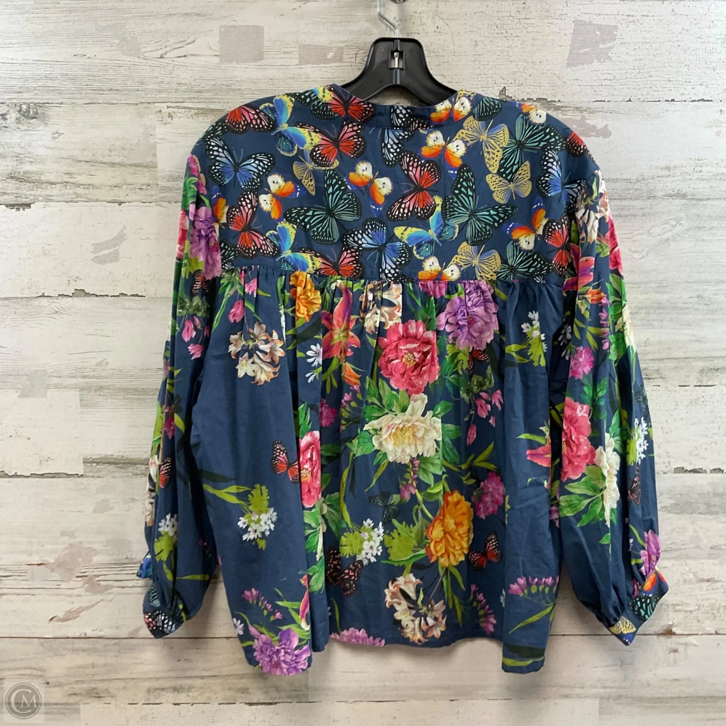 Top 3/4 Sleeve By Johnny Was In Blue, Size: S