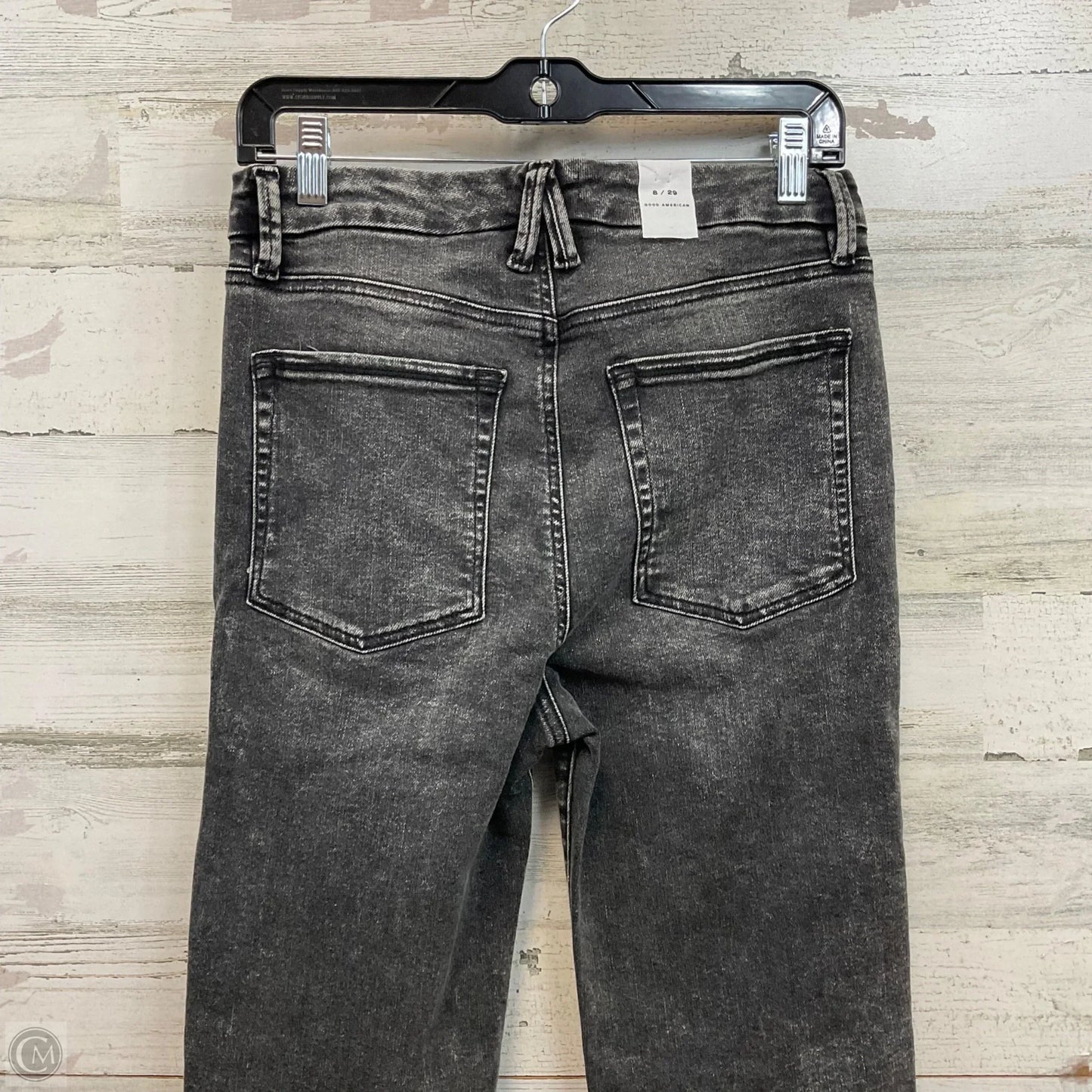 Jeans Straight By Good American In Black Denim, Size: 8