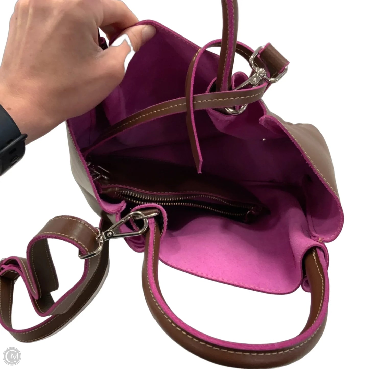 Handbag Leather By Cma, Size: Medium
