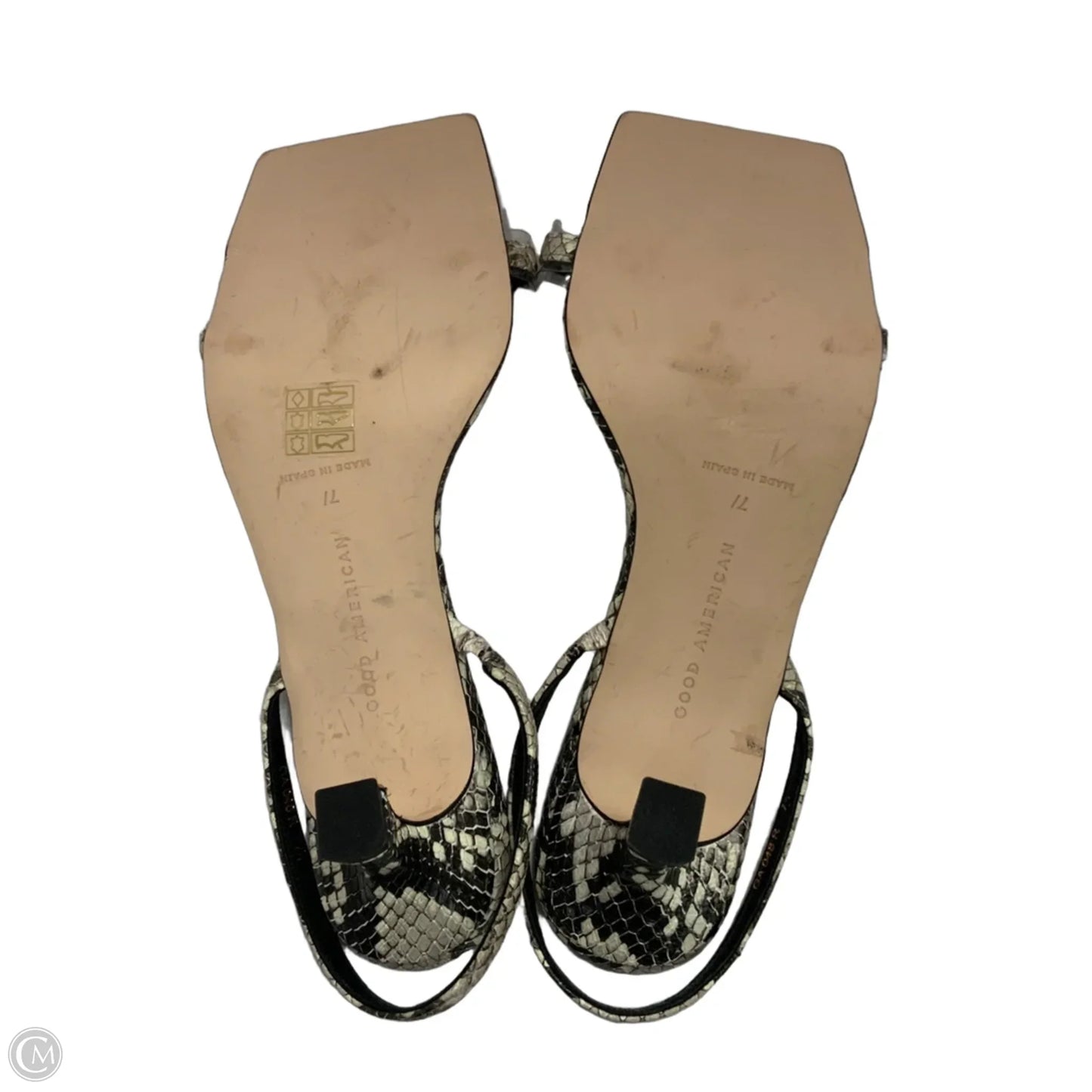 Sandals Heels Kitten By Good American In Snakeskin Print, Size: 7
