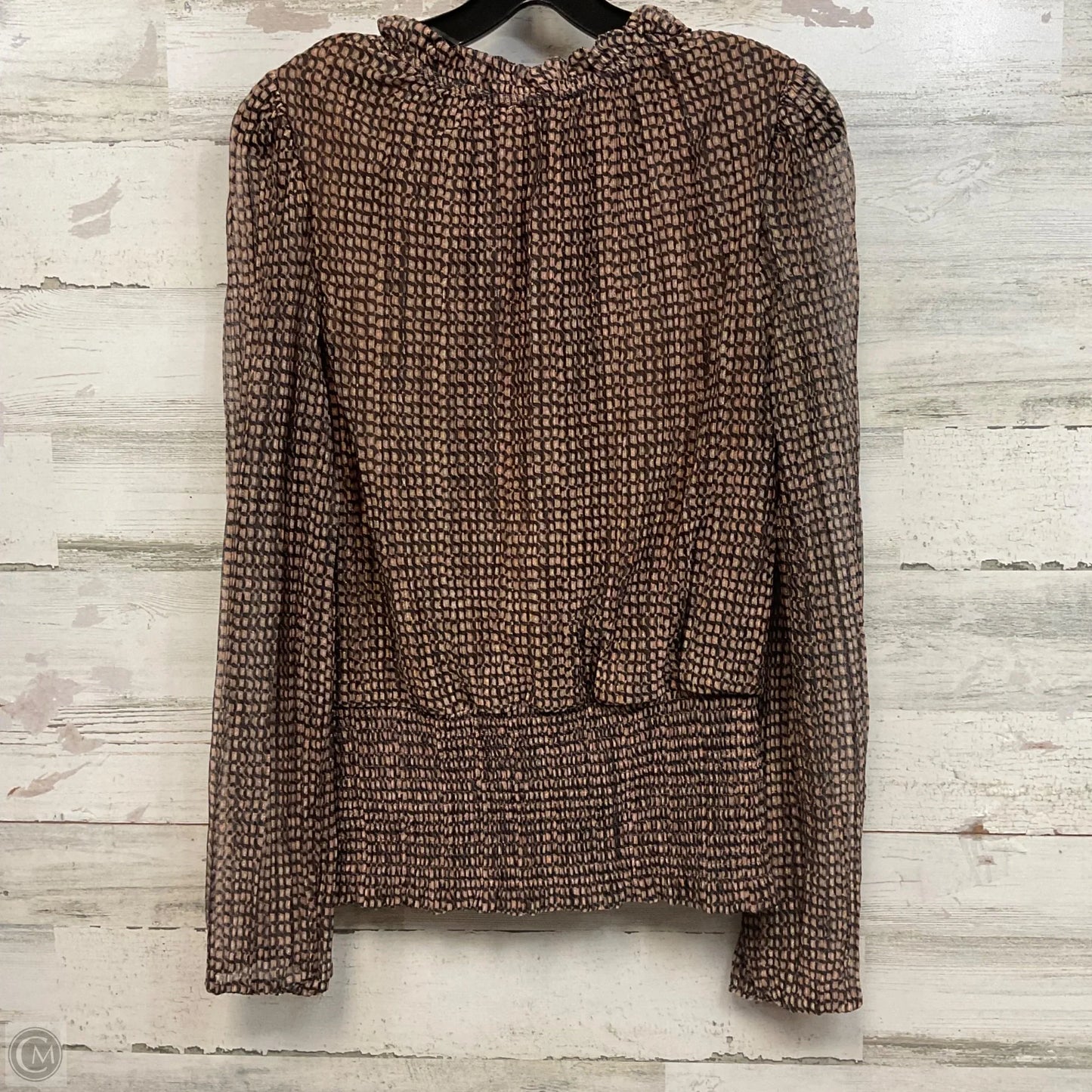 Top Long Sleeve By Joie In Black & Tan, Size: L