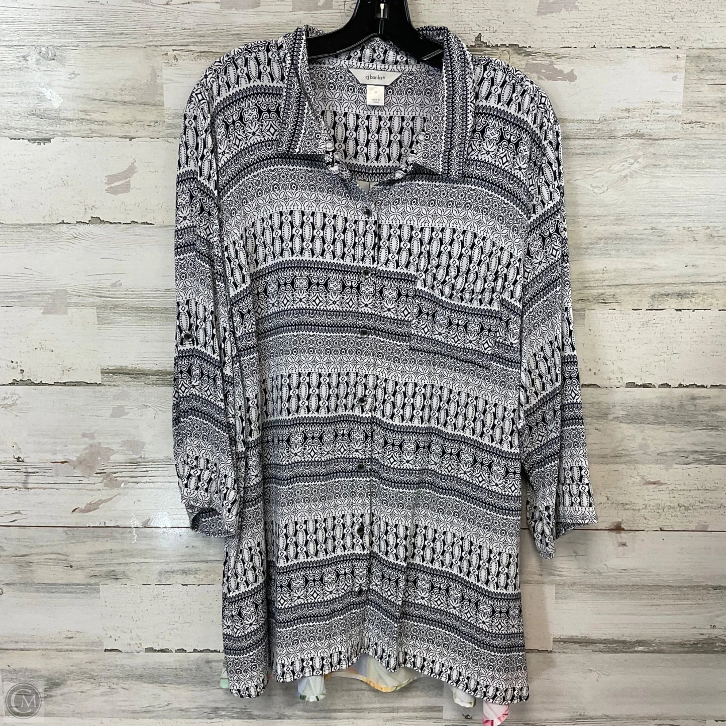 Blouse Long Sleeve By Cj Banks In Blue, Size: 3x