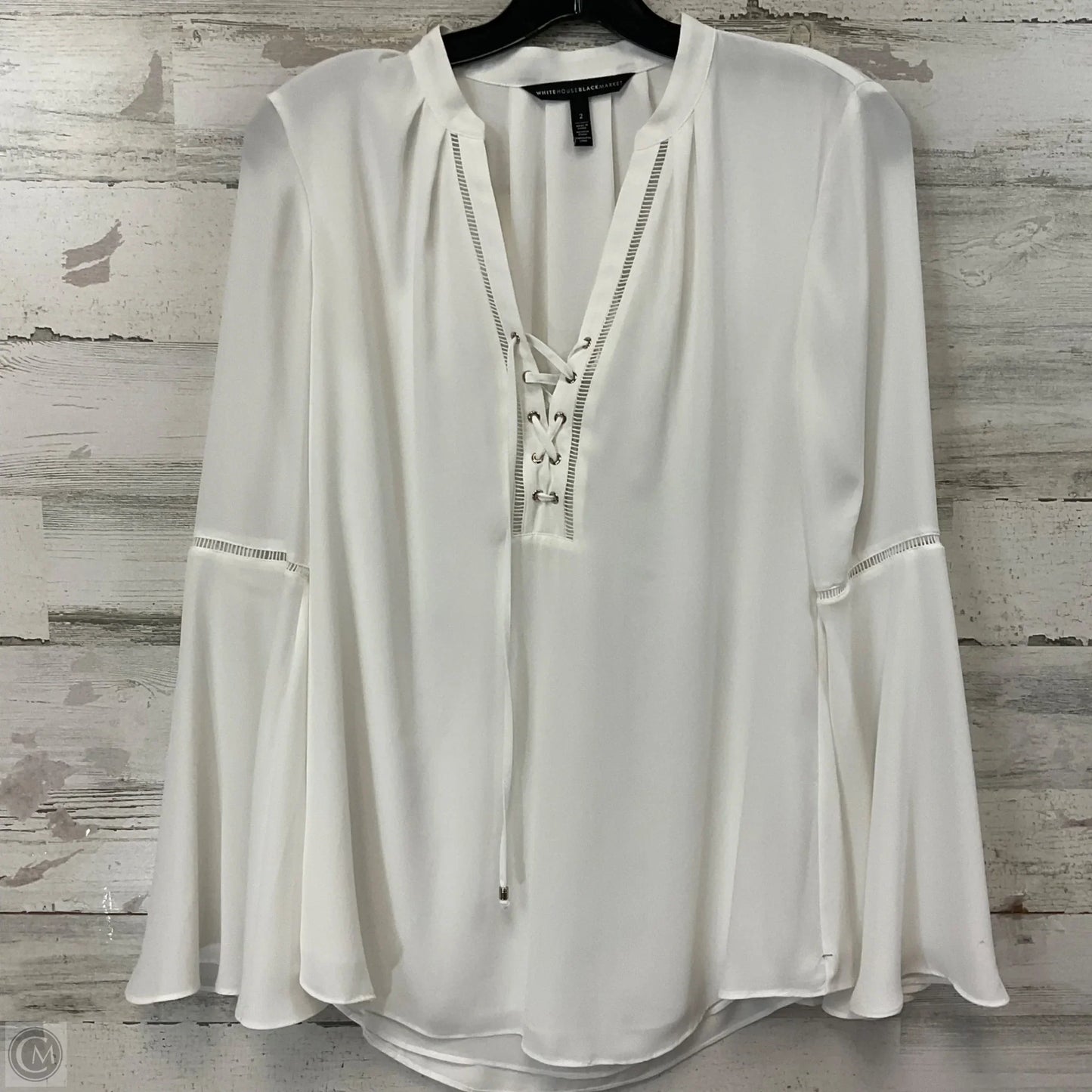 Blouse Long Sleeve By White House Black Market In White, Size: Xs