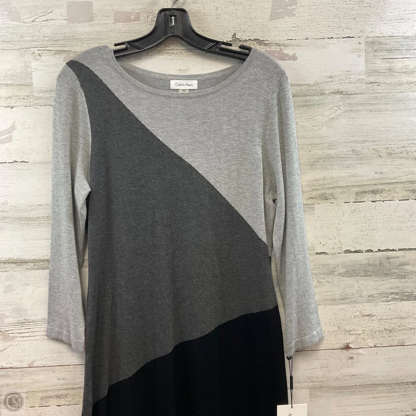 Dress Sweater By Calvin Klein In Grey, Size: L