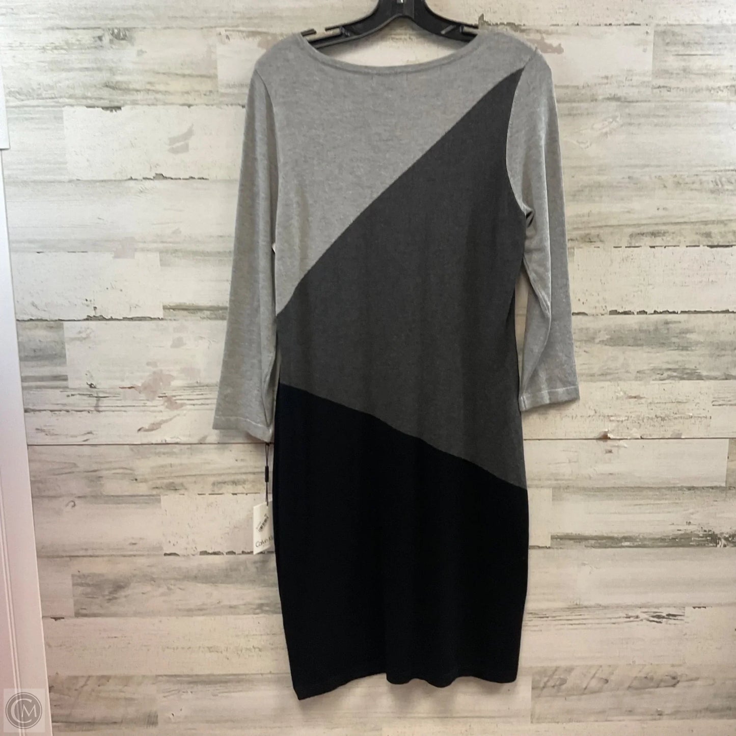 Dress Sweater By Calvin Klein In Grey, Size: L