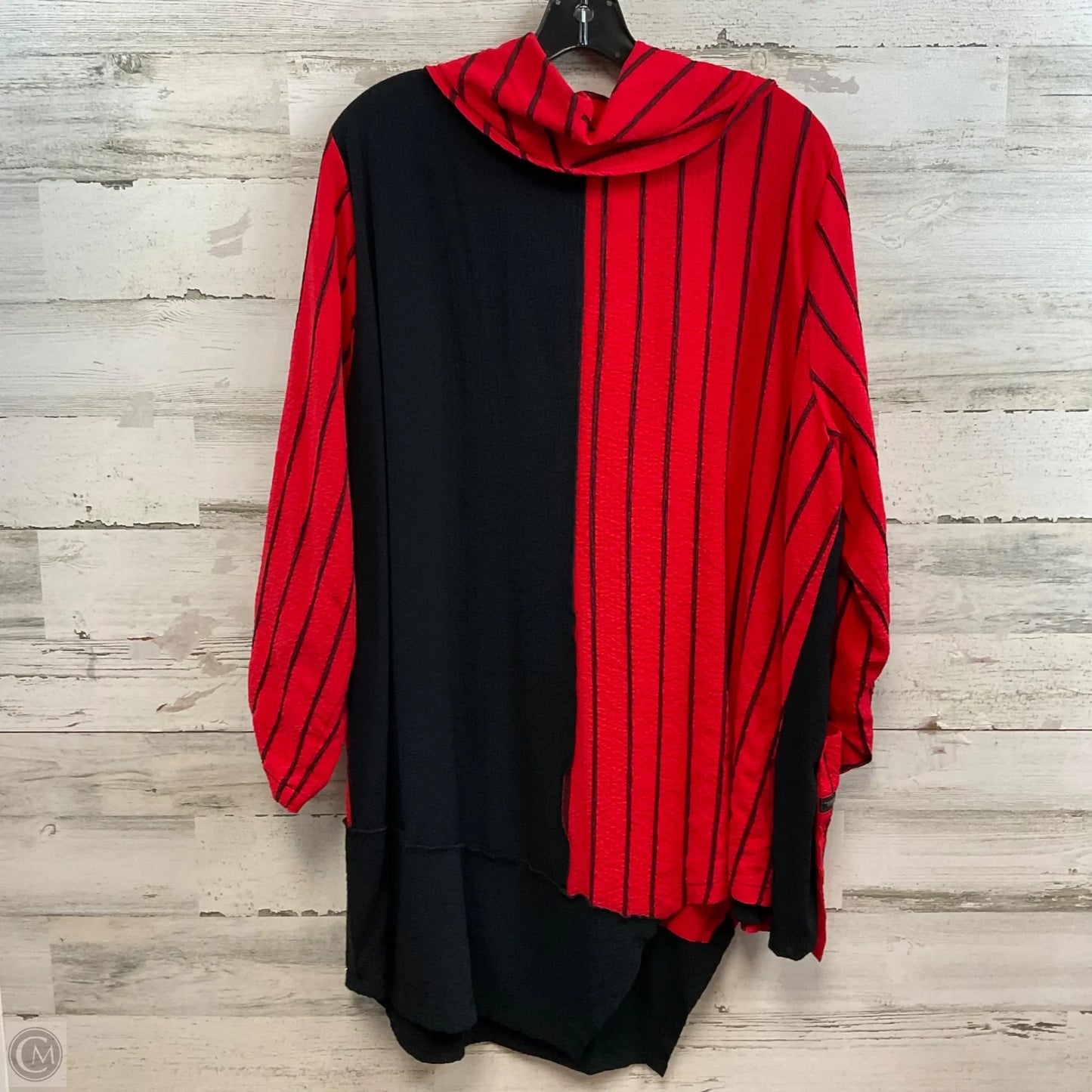 Top Long Sleeve By Ali Miles In Black & Red, Size: 2x