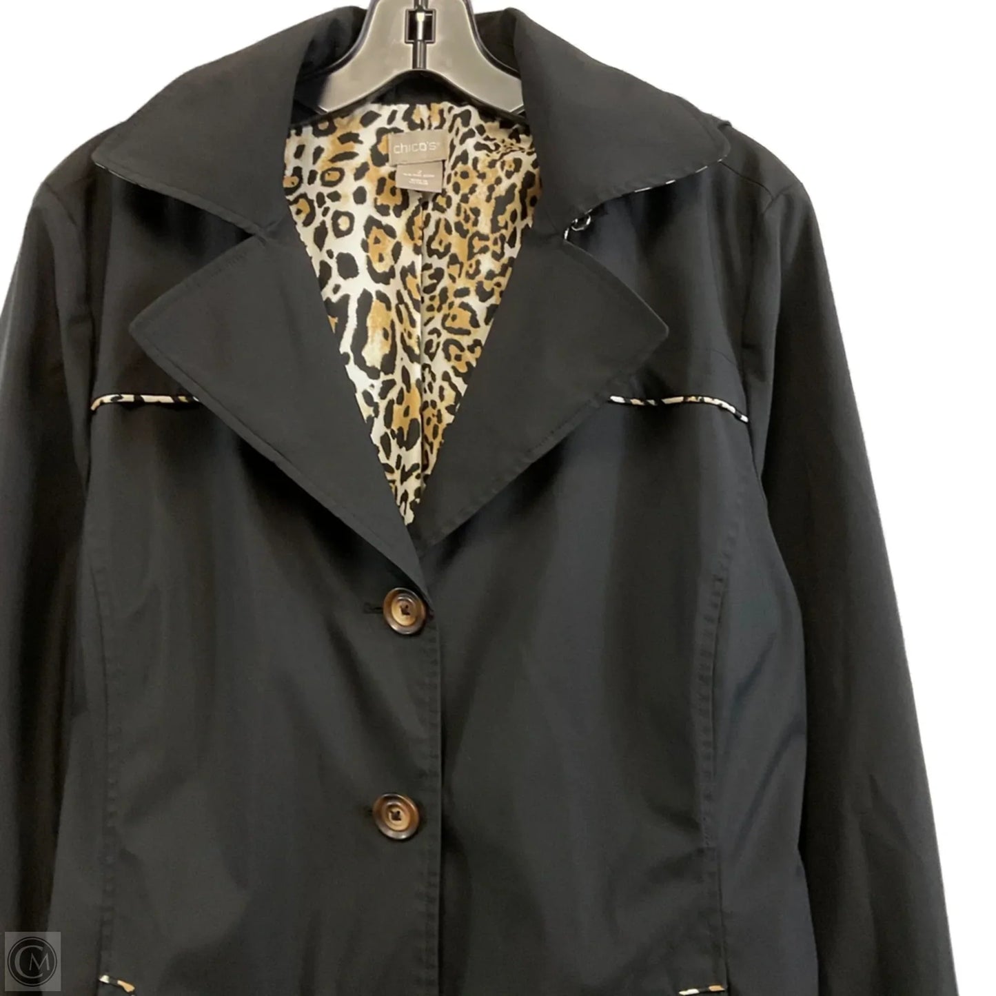 Coat Trench Coat By Chicos In Black, Size: Xl