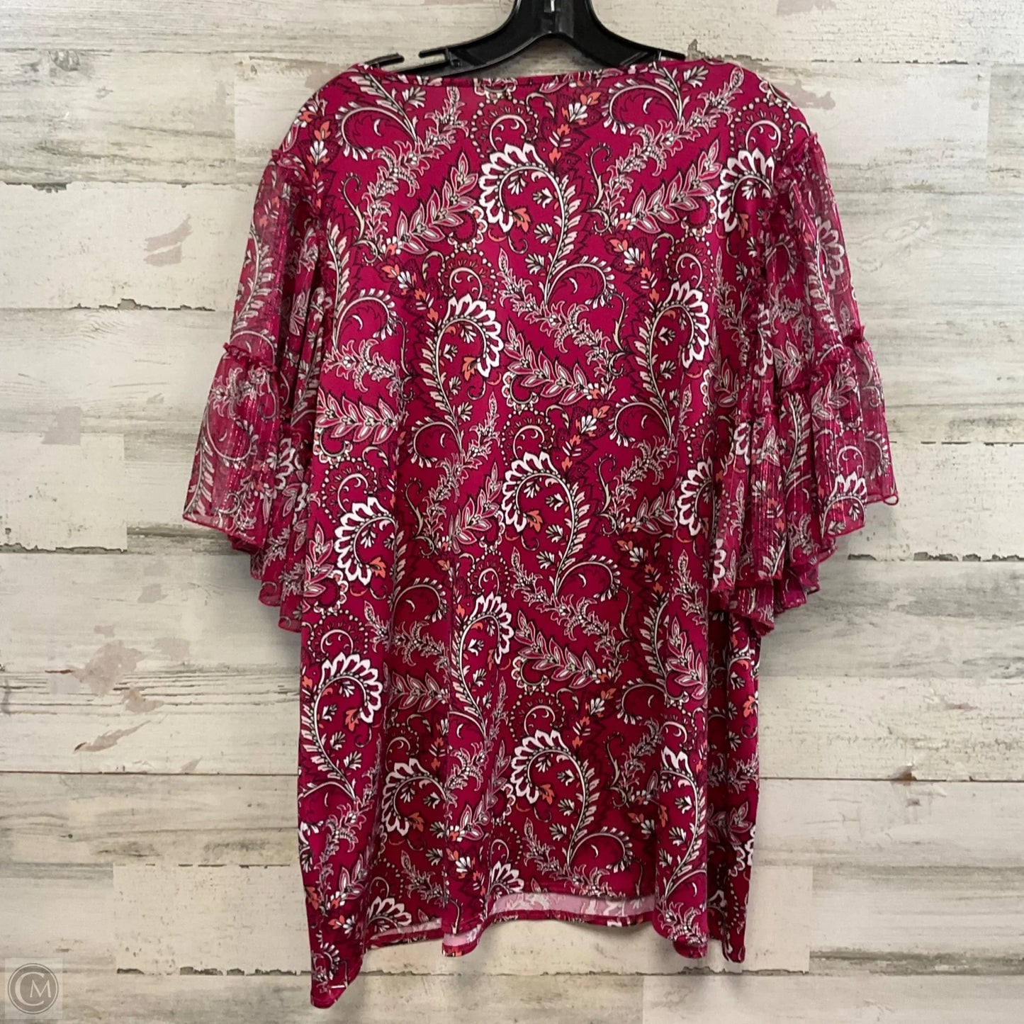 Top Short Sleeve By Roz And Ali In Pink, Size: 2x