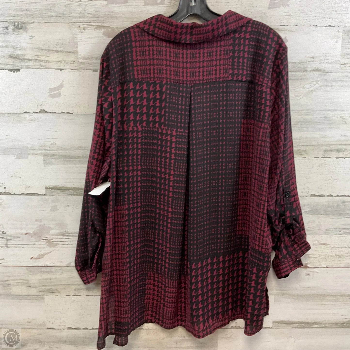 Blouse Long Sleeve By Susan Graver In Black & Red, Size: 2x