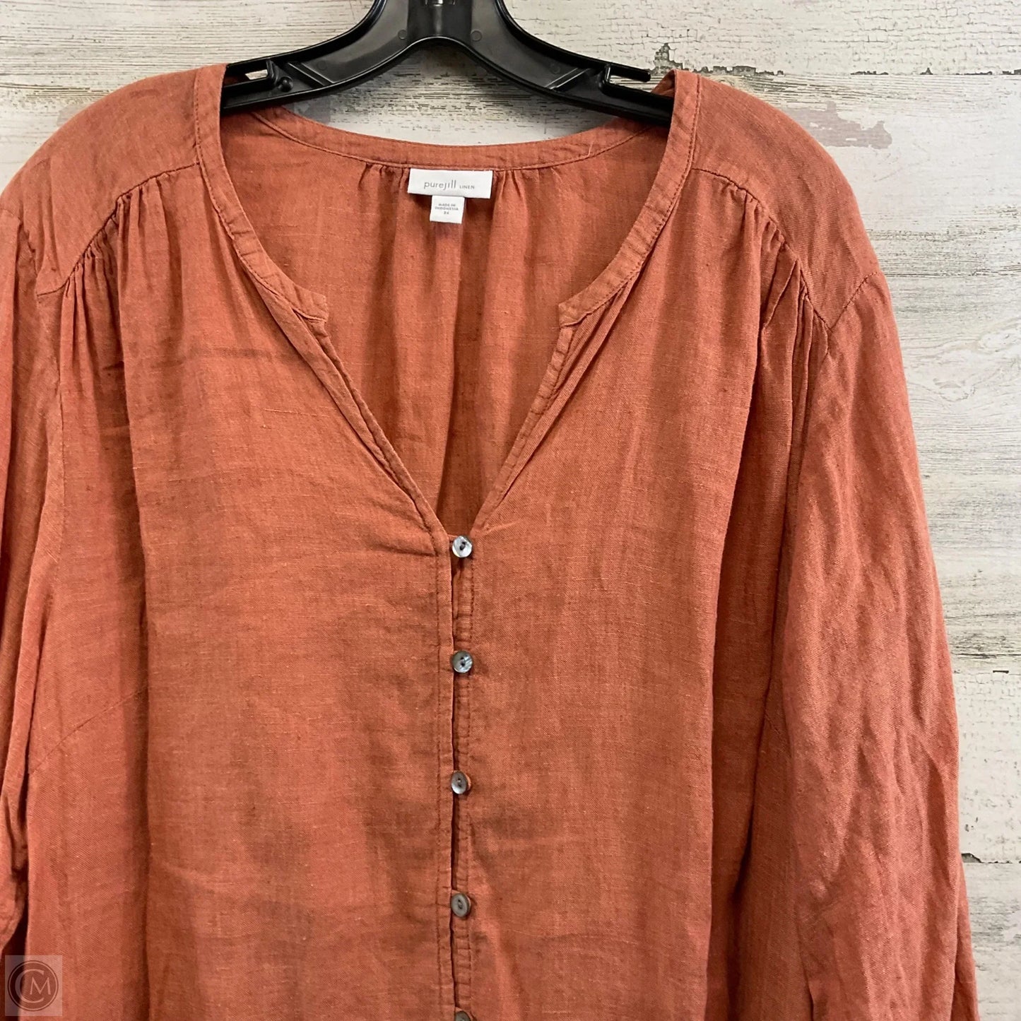 Blouse Long Sleeve By J. Jill In Orange, Size: 3x