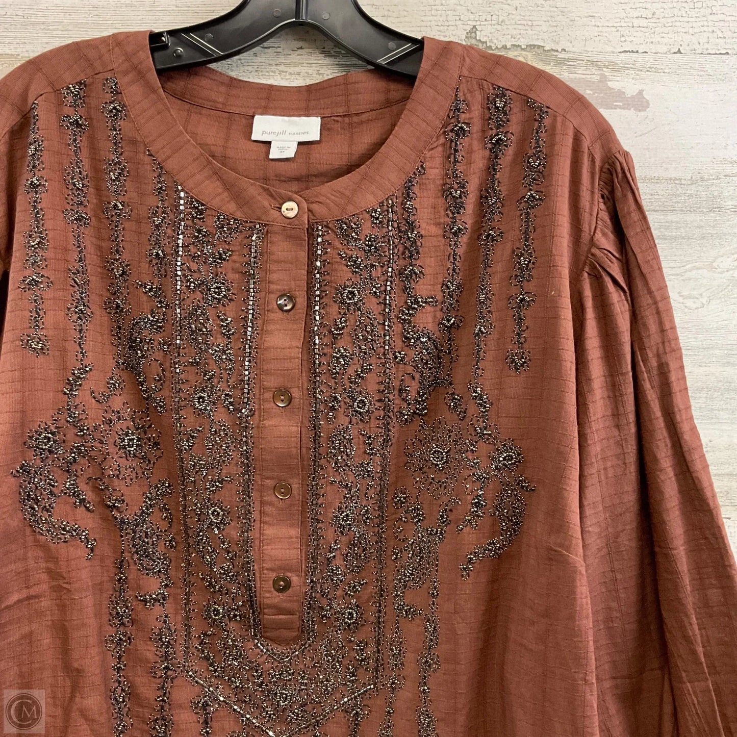 Blouse Long Sleeve By J. Jill In Brown, Size: 3x
