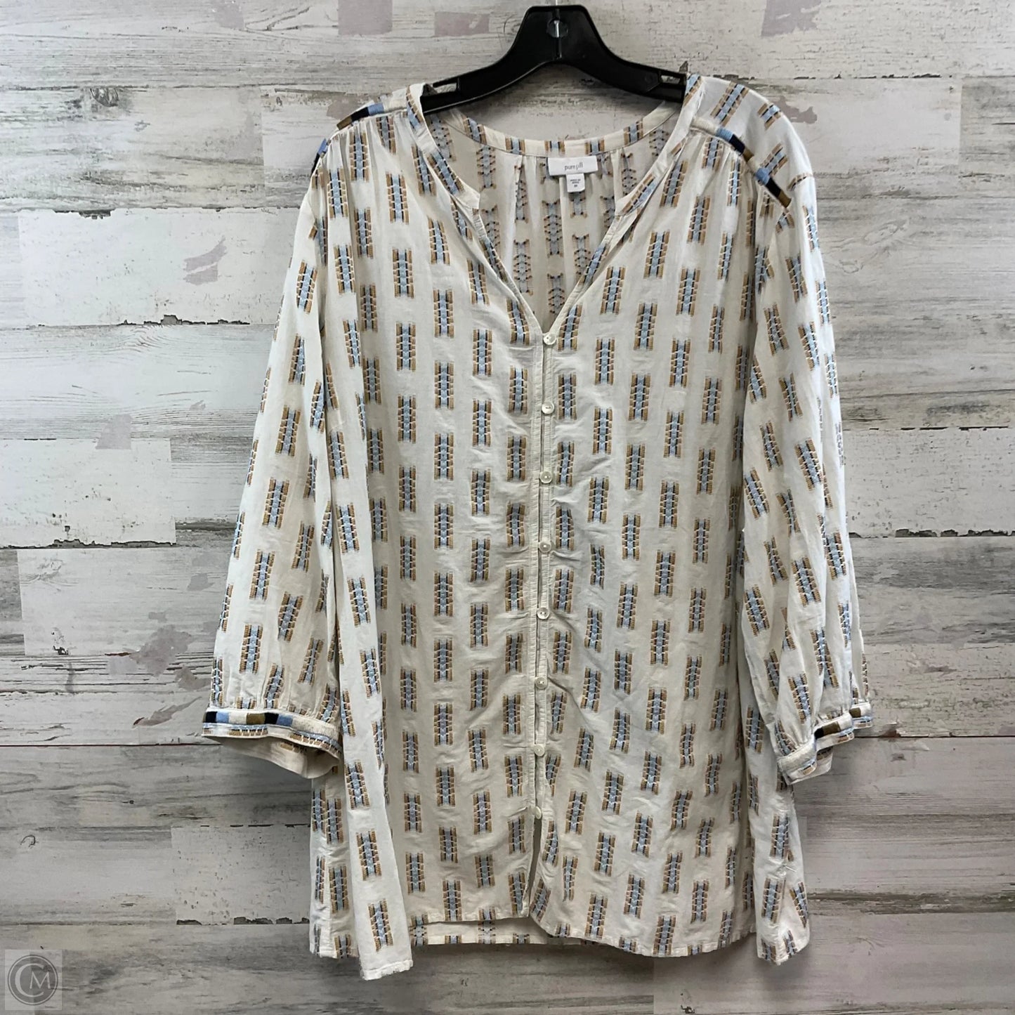 Blouse Long Sleeve By J. Jill In White, Size: 3x