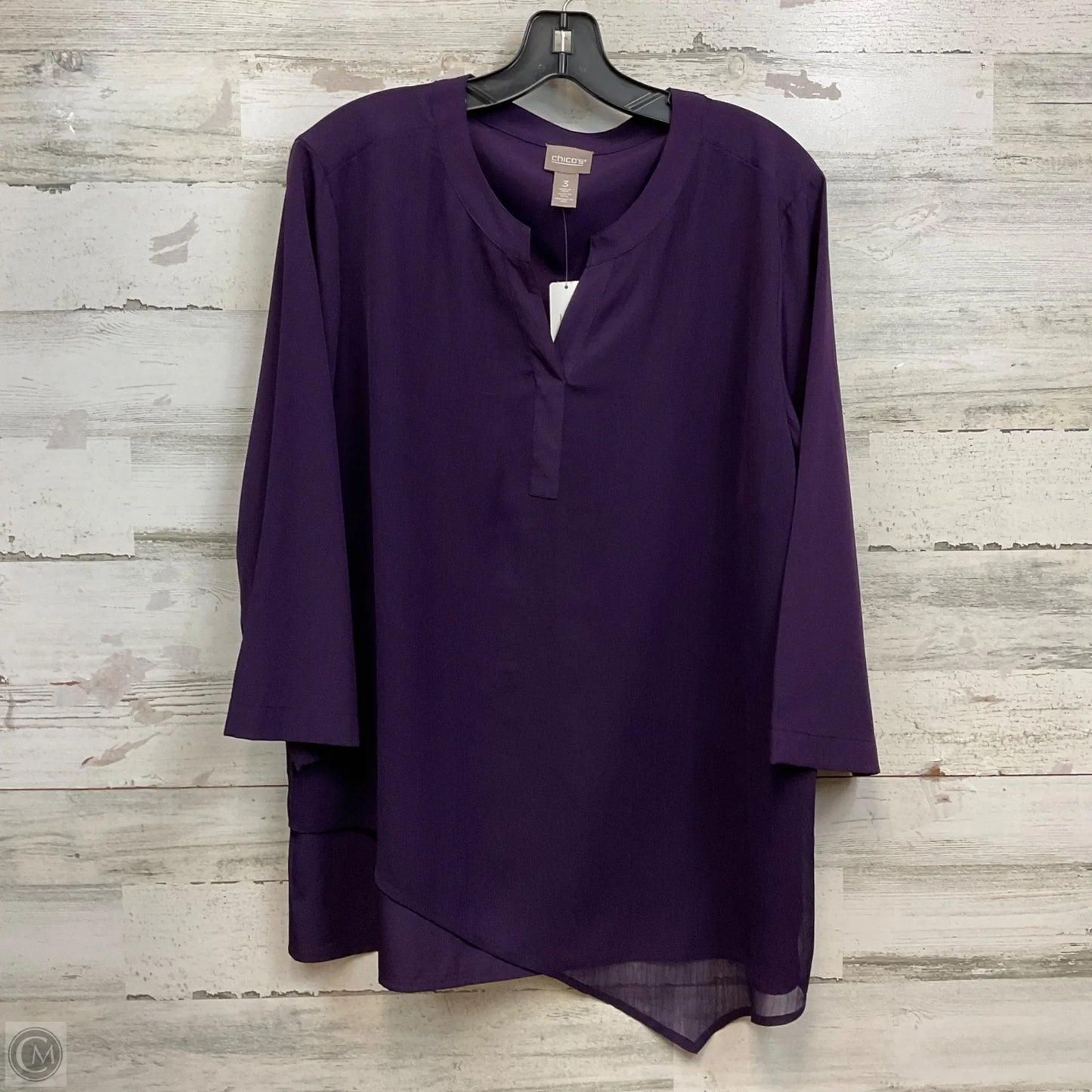 Blouse Long Sleeve By Chicos In Purple, Size: Xl