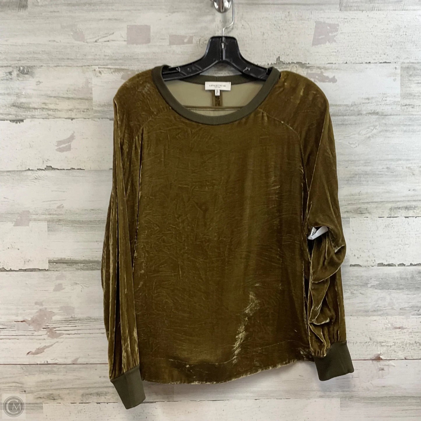 Top Long Sleeve Designer By Lafayette 148 In Green, Size: L