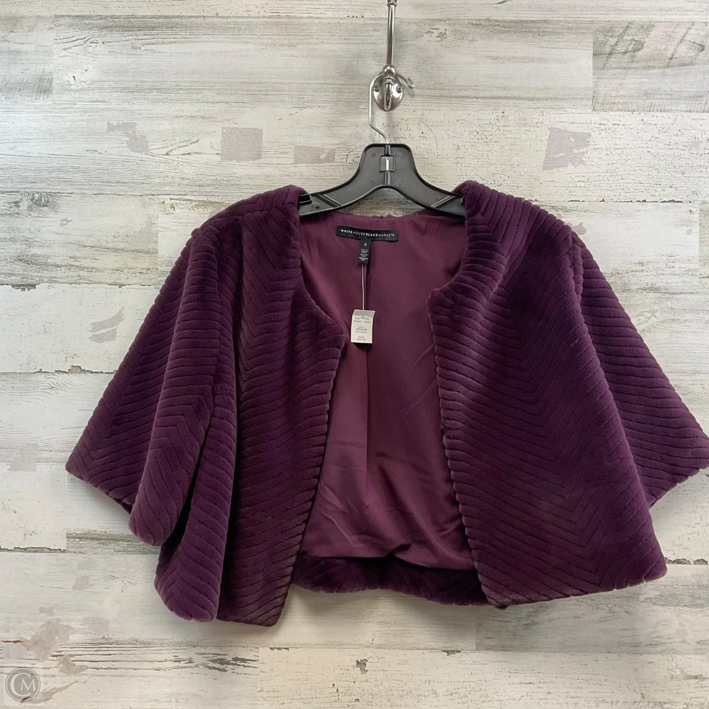 Jacket Faux Fur & Sherpa By White House Black Market In Maroon, Size: S