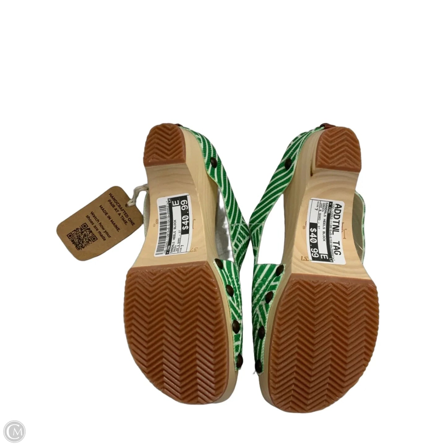 Sandals Heels Block By Cma In Green, Size: 7