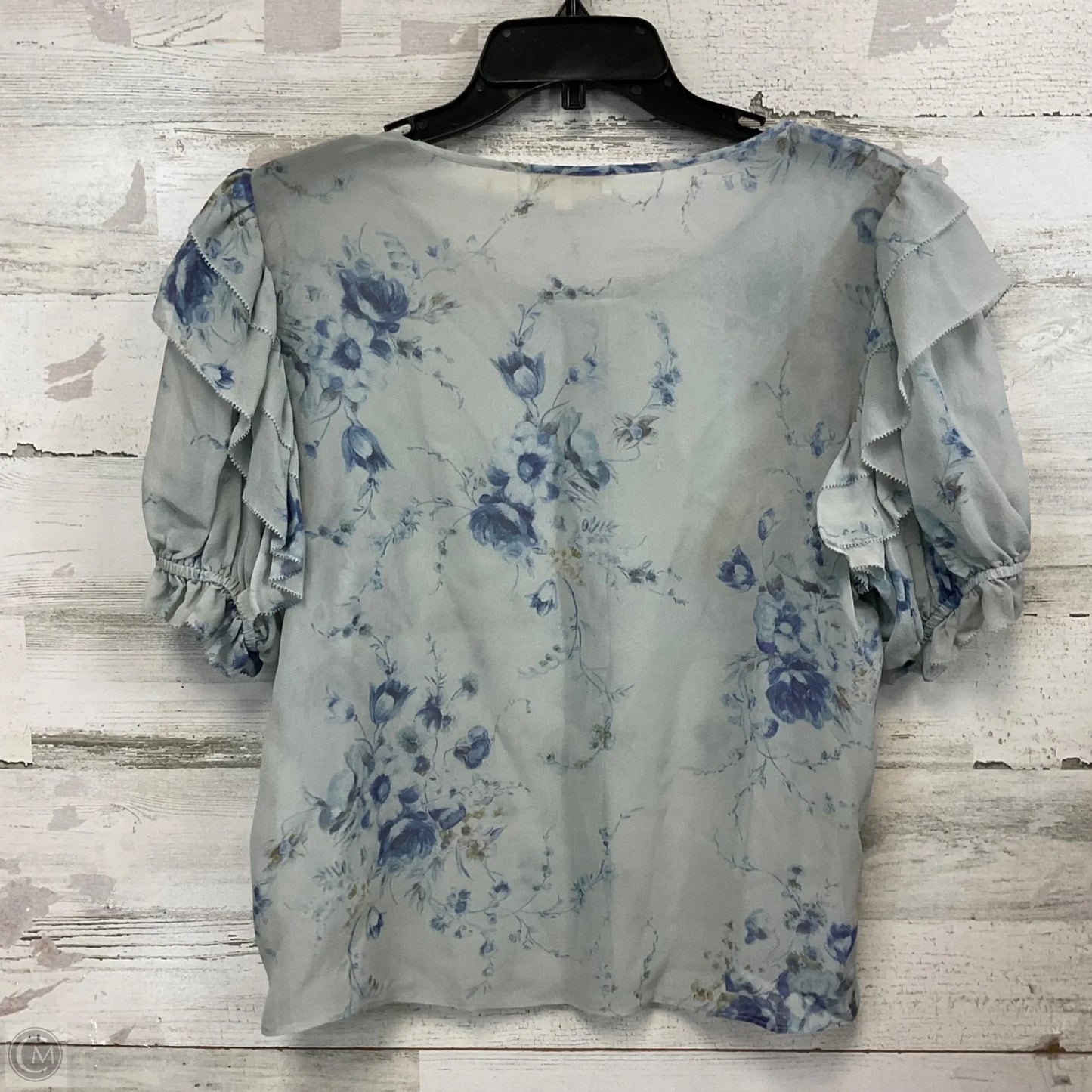 Blouse Short Sleeve By LOVE SHACK FANCY In Blue & Grey, Size: M