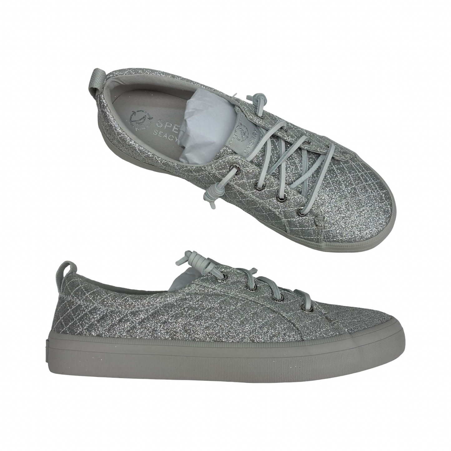 Shoes Sneakers By Sperry In Silver, Size:8.5