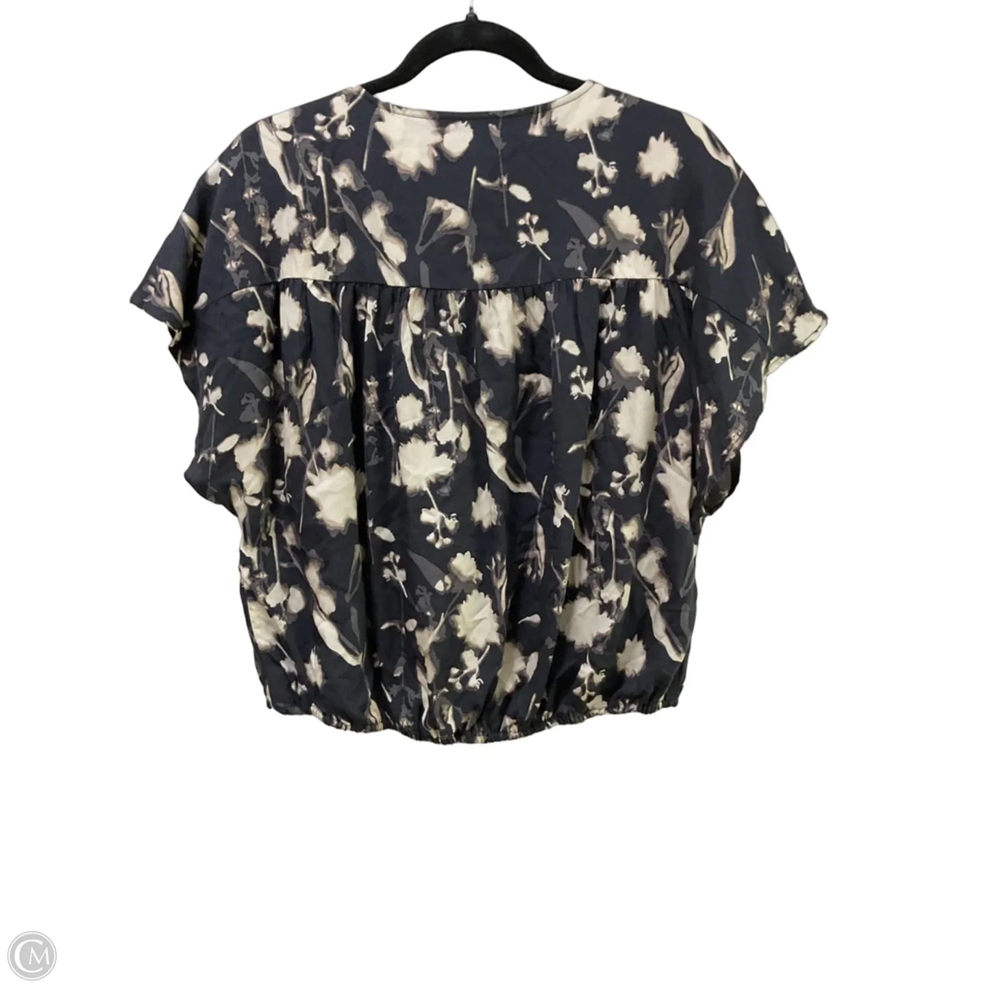 Blouse Short Sleeve By Evereve In Grey & Tan, Size: M