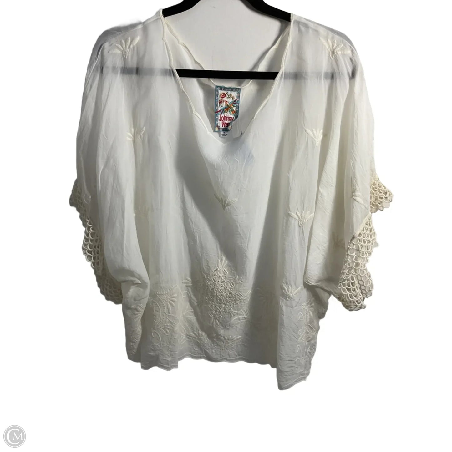 Blouse Short Sleeve By Johnny Was In Ivory, Size: Xl