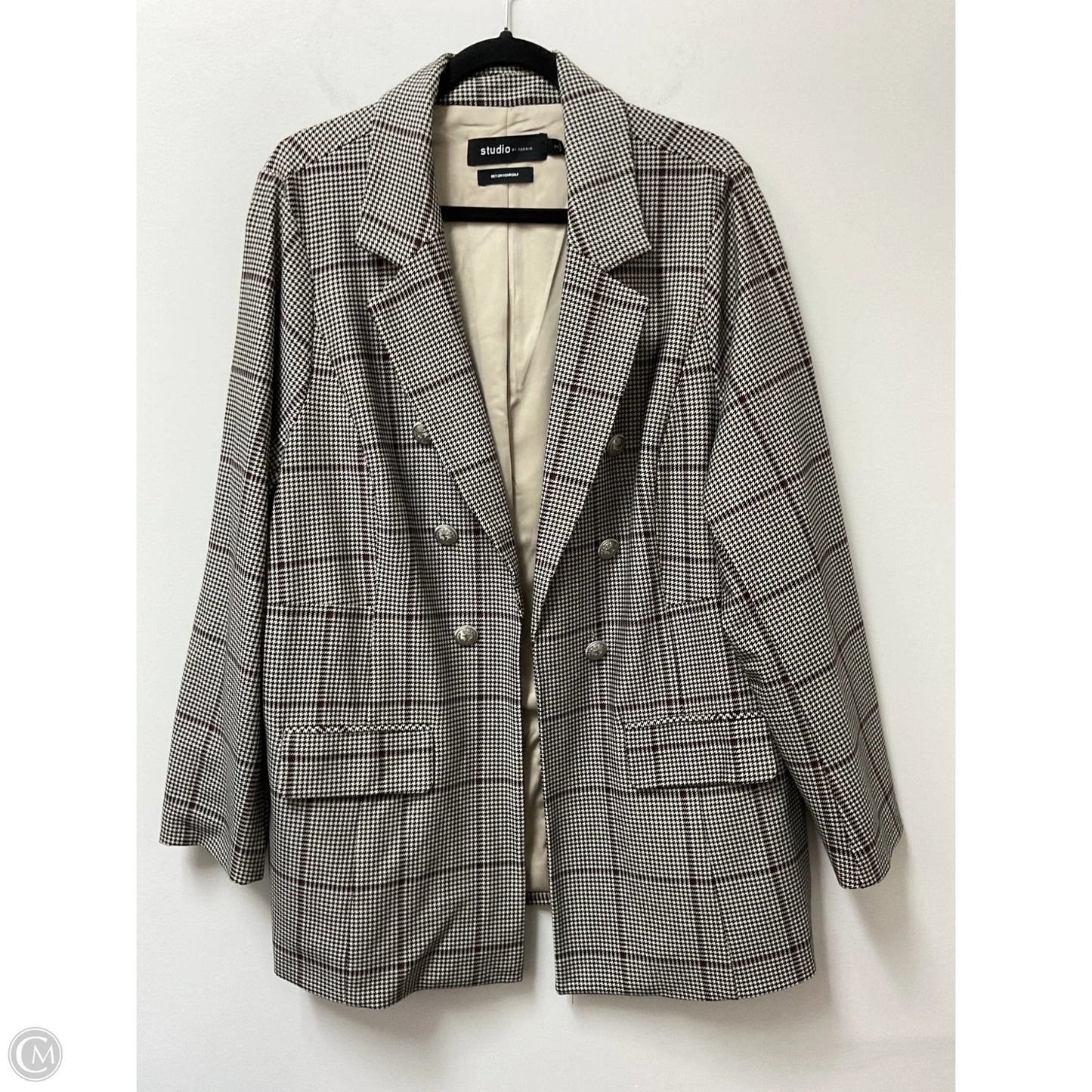 Blouse Long Sleeve By Torrid In Checkered Pattern, Size: 2x