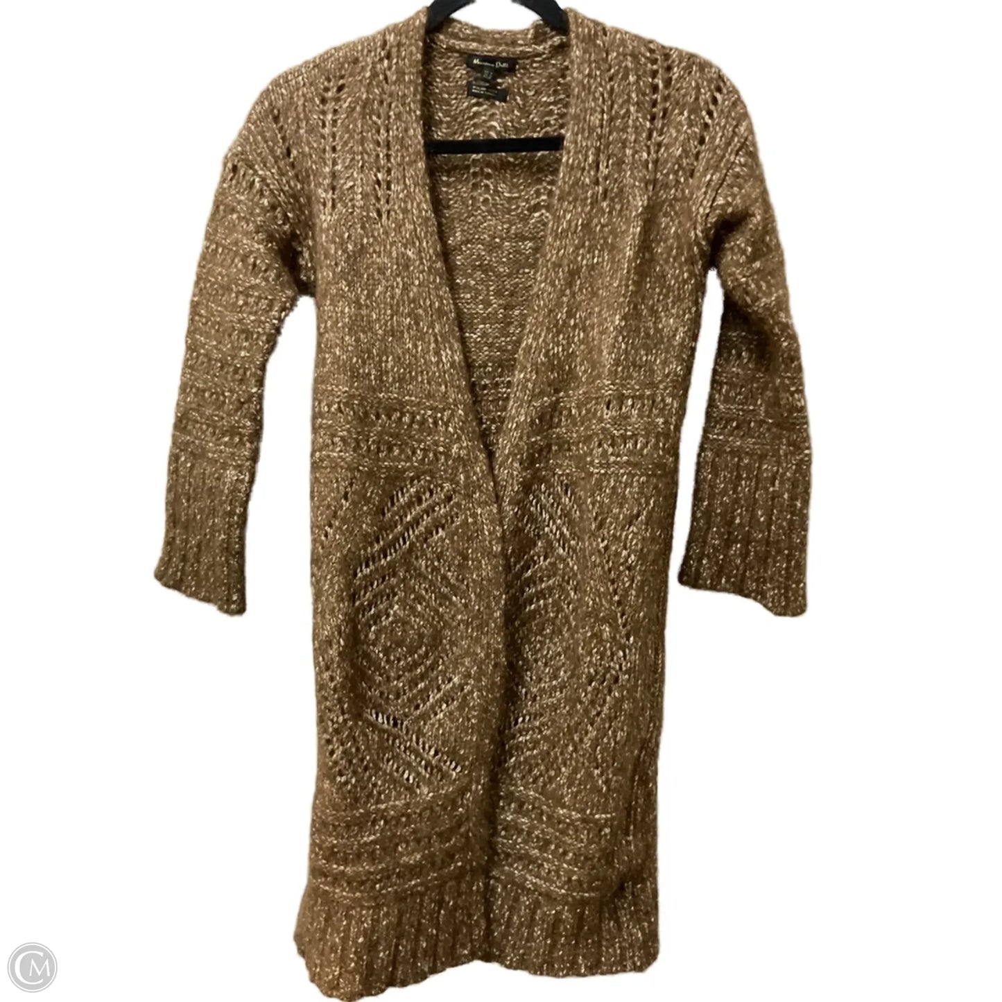 Sweater Cardigan By Massimo Dutti In Brown & Cream, Size: 6