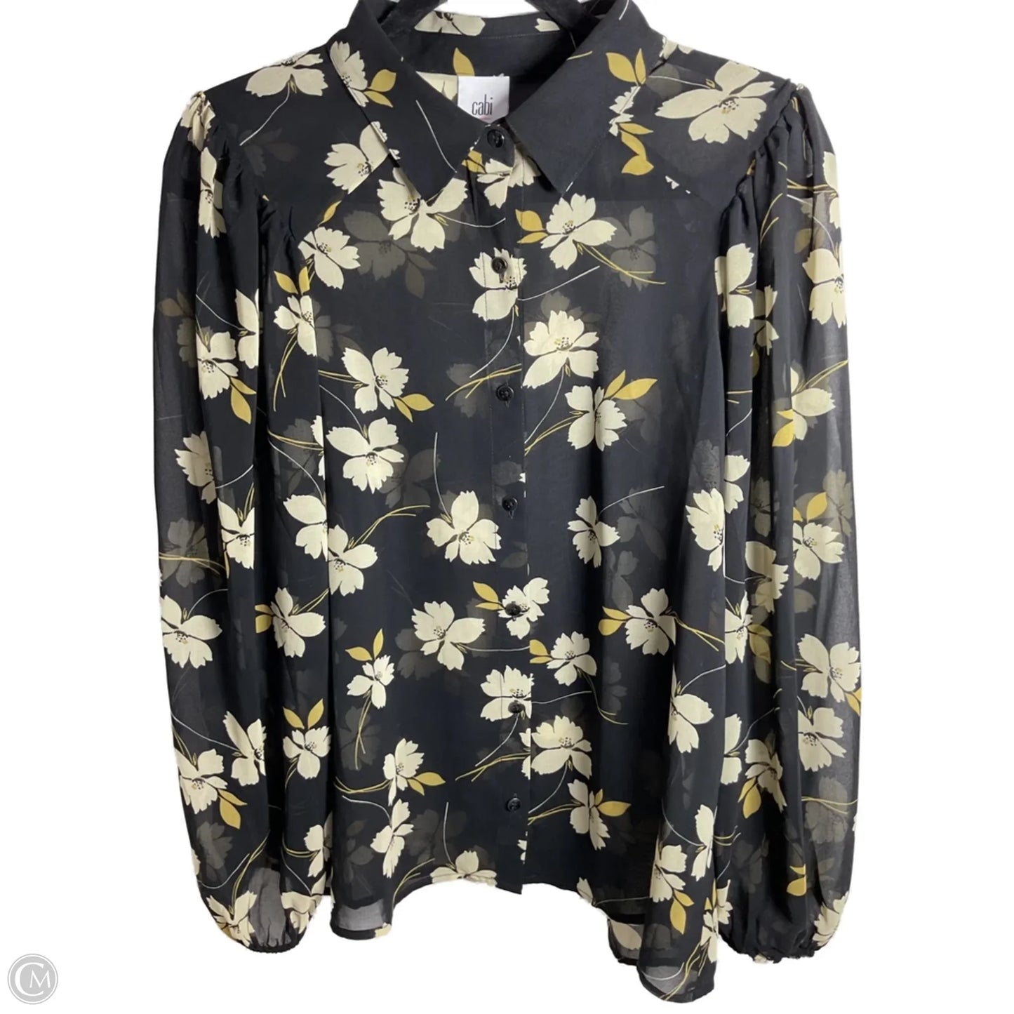 Blouse Long Sleeve By Cabi In Black & Cream, Size: S