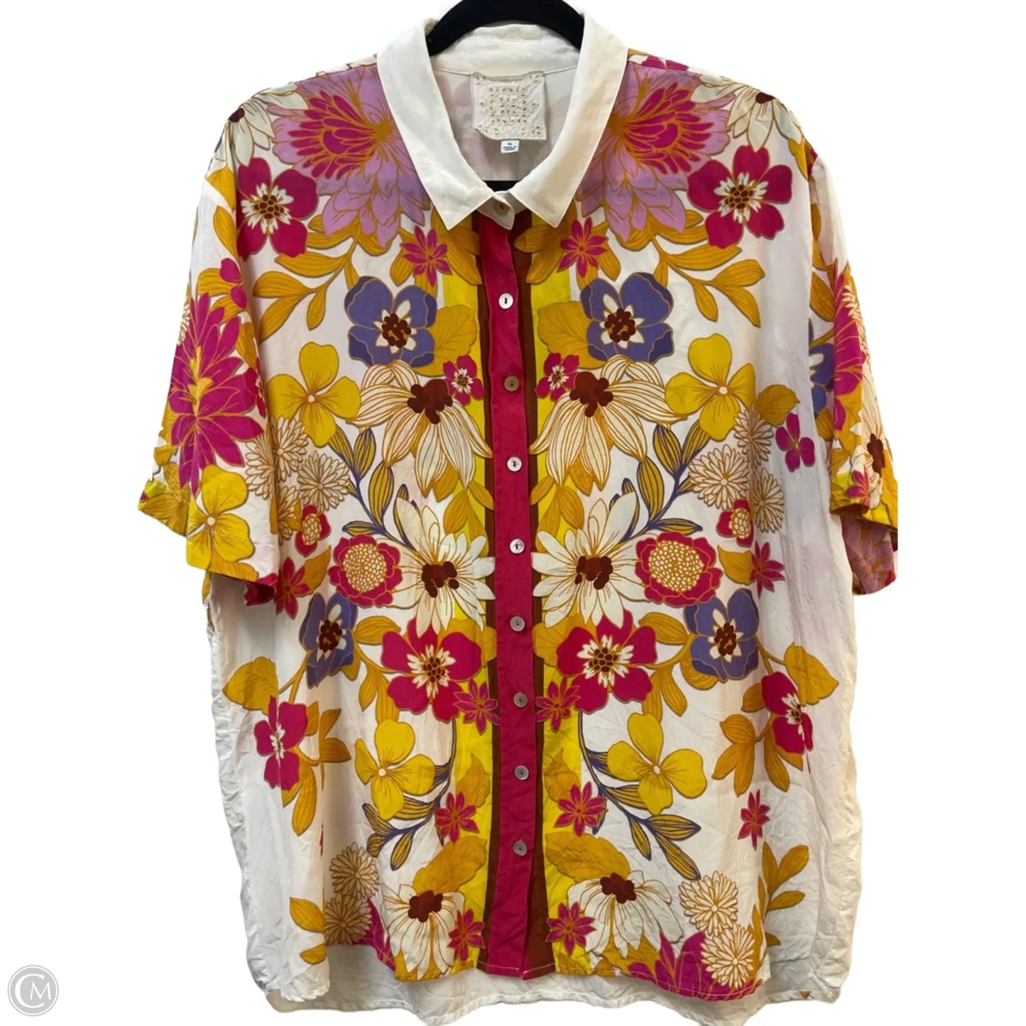 Top Short Sleeve By Johnny Was In Floral Print, Size: Xl