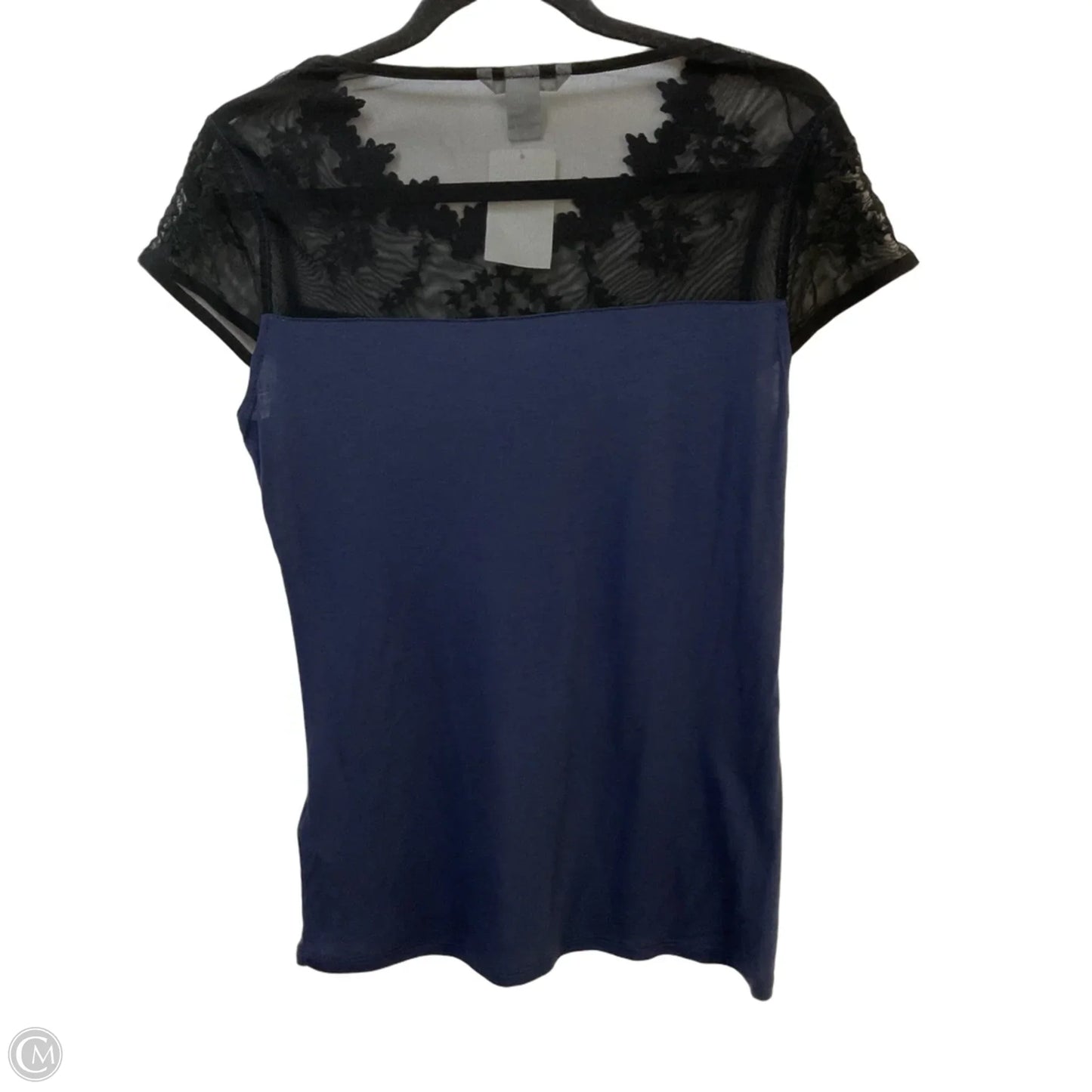 Top Short Sleeve By H&m In Black & Blue, Size: M