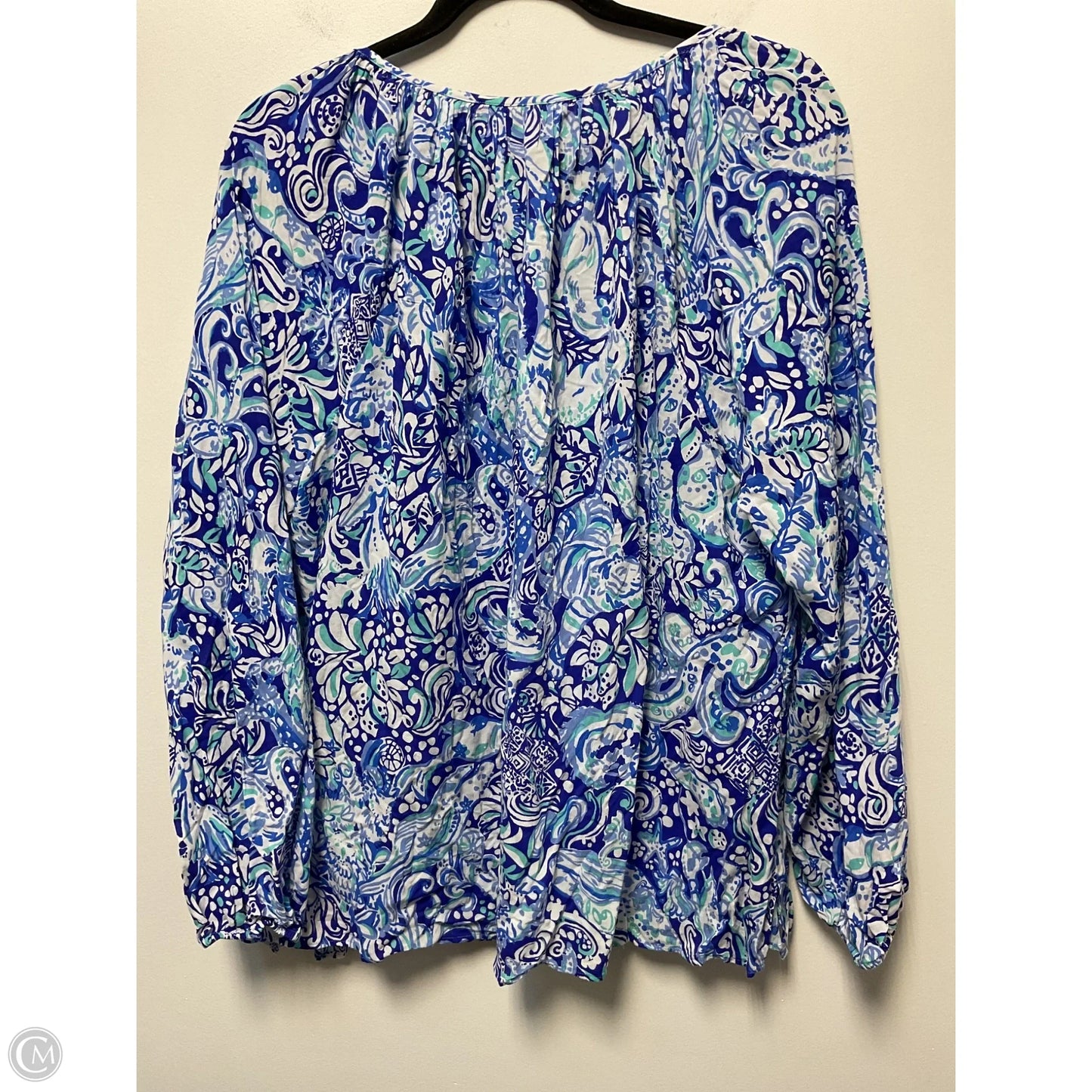 Blouse Designer By Lilly Pulitzer In Blue & White, Size: Xl