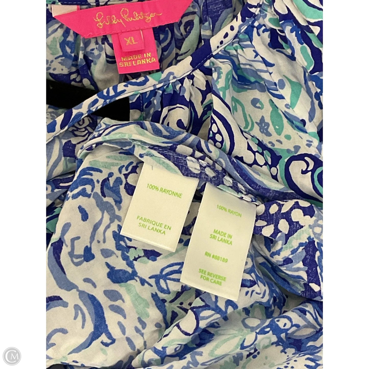 Blouse Designer By Lilly Pulitzer In Blue & White, Size: Xl