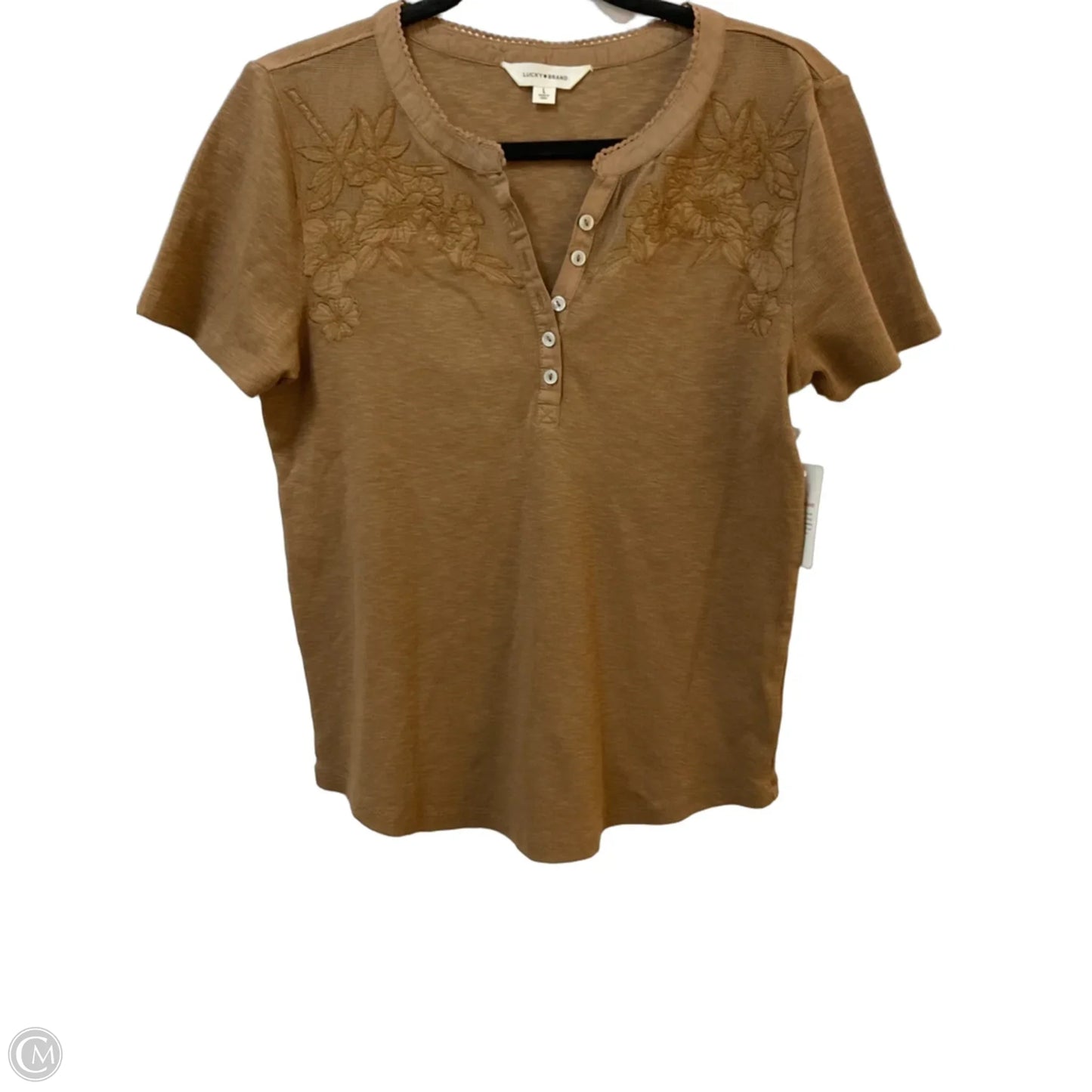 Top Short Sleeve By Lucky Brand In Brown, Size: L