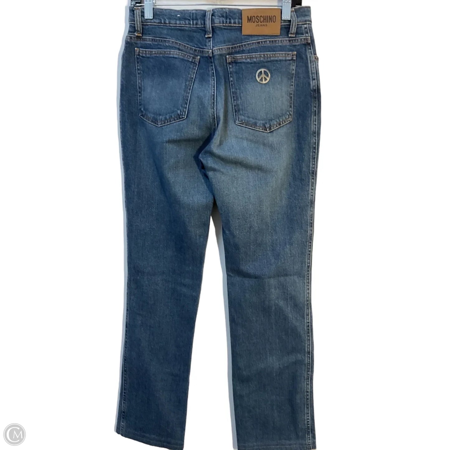 Jeans Luxury Designer By Moschino In Blue Denim, Size: 8