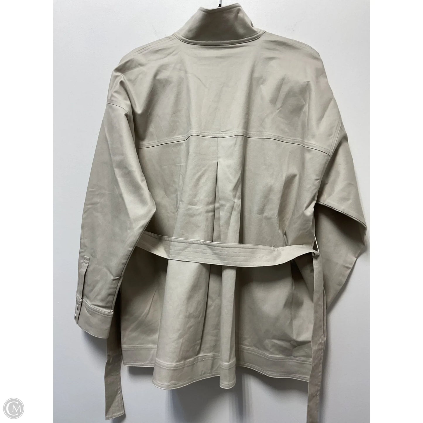 Coat Trench Coat By Ming Wang In Beige, Size: L