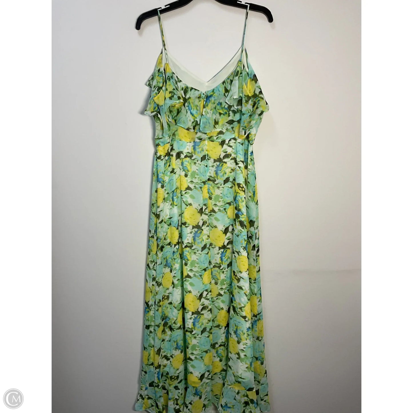 Dress Casual Midi By London Times In Green & Yellow, Size: Xl