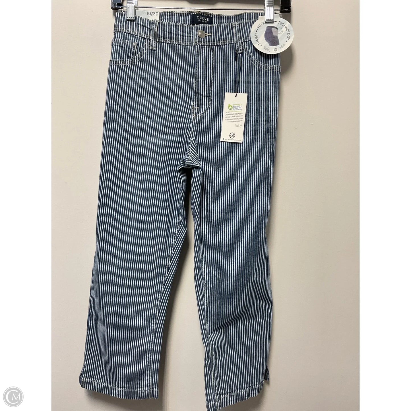 Capris By Curve Appeal In Blue & White, Size: 10