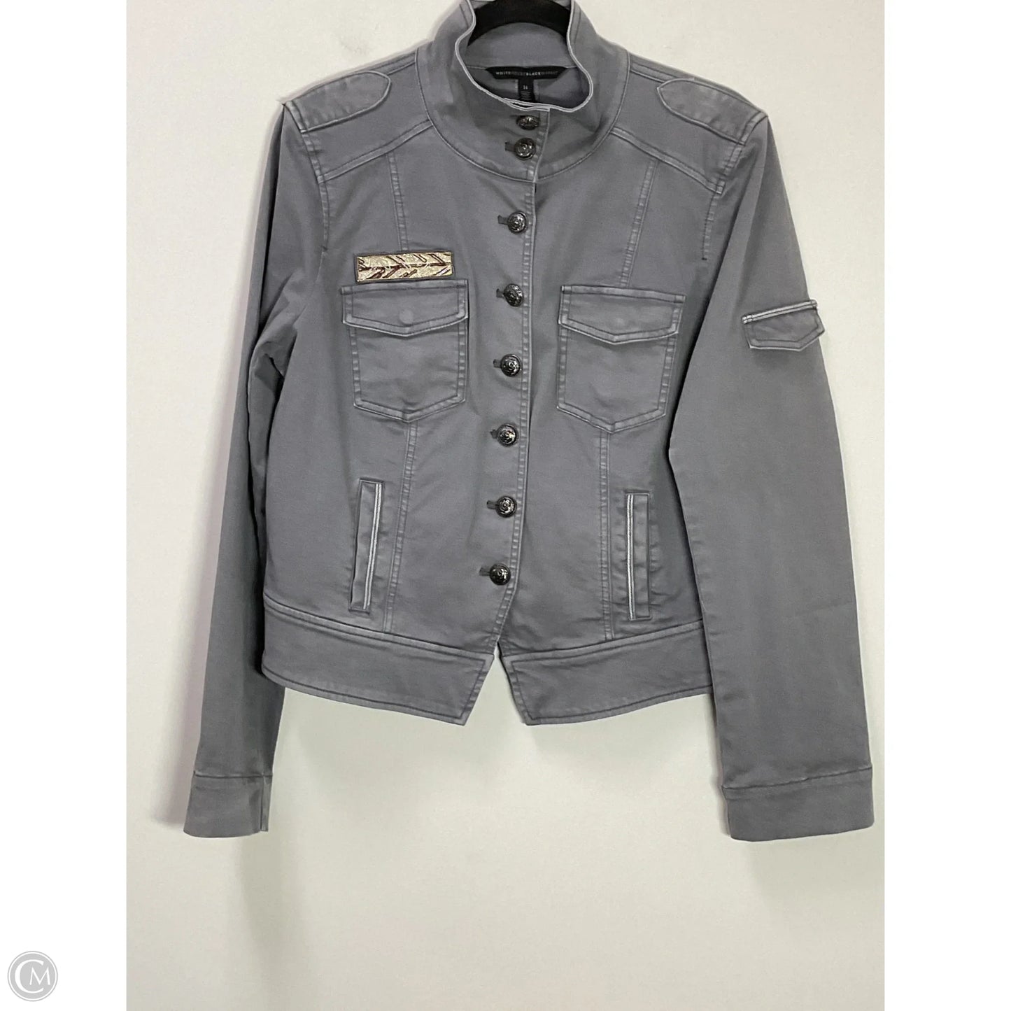 Jacket Denim By White House Black Market In Grey Denim, Size: Xl