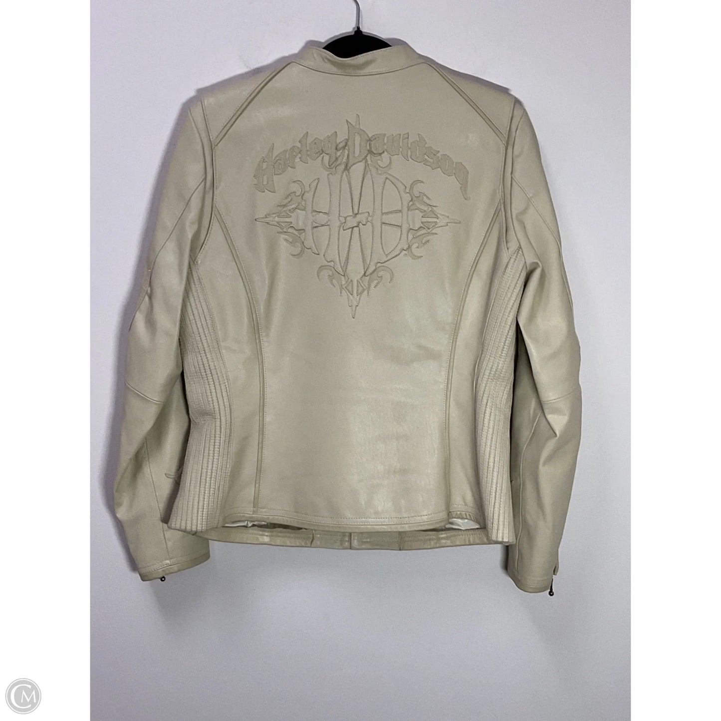Jacket Leather By Harley Davidson In Cream, Size: L