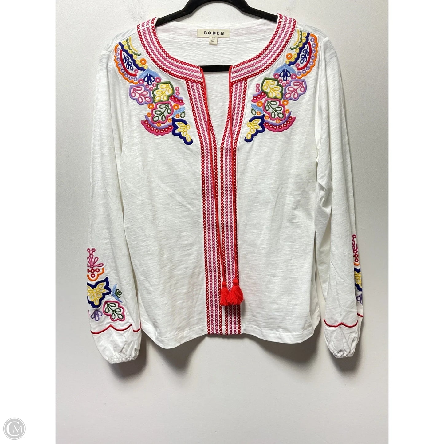 Top Long Sleeve By Boden In White, Size: M