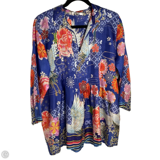 Blouse Long Sleeve By Johnny Was In Blue, Size: M