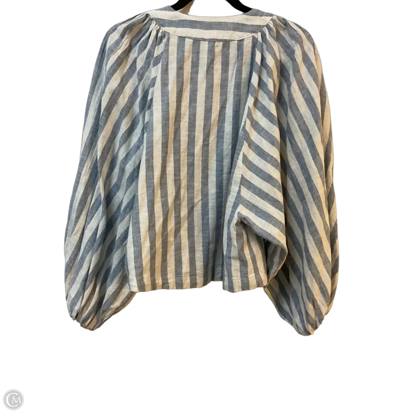Top Long Sleeve By Anthropologie In Blue & White, Size: S