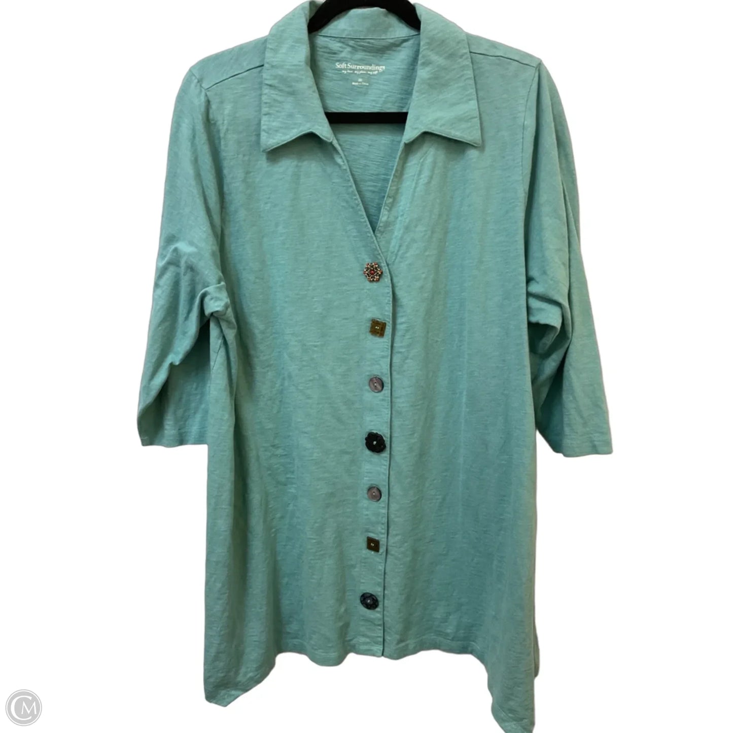 Tunic Long Sleeve By Soft Surroundings In Teal, Size: 2x