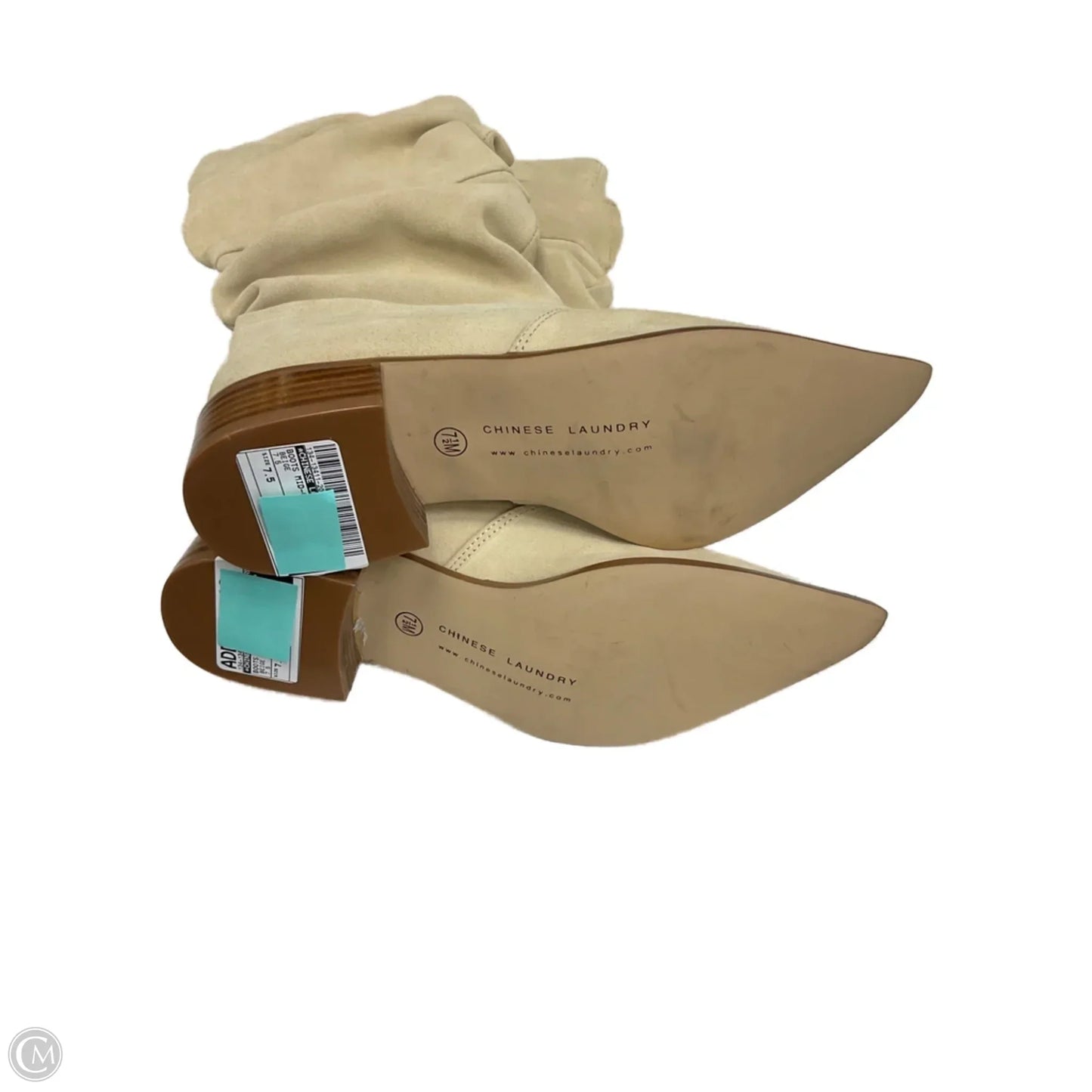 Boots Mid-calf Flats By Chinese Laundry In Beige, Size: 7.5